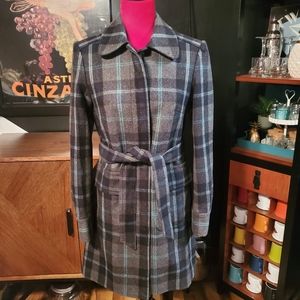 Wool Plaid Single Brested Trenchcoat